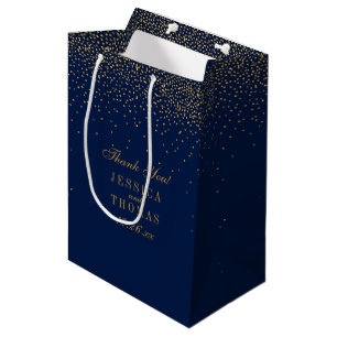 Gastgeschenk Hochzeit Navy Blue & Glam Gold Confet Mittlere Geschenktüte