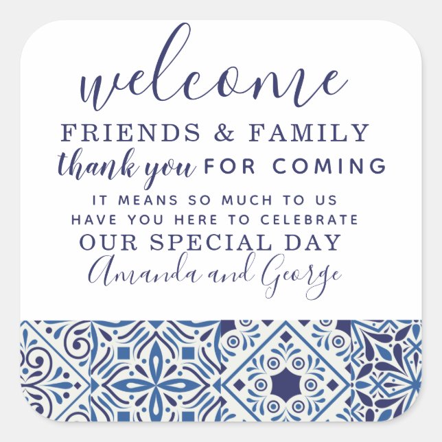 Gastgeschenk Hochzeit personalisiert danke Ihnen A Quadratischer Aufkleber (Vorderseite)