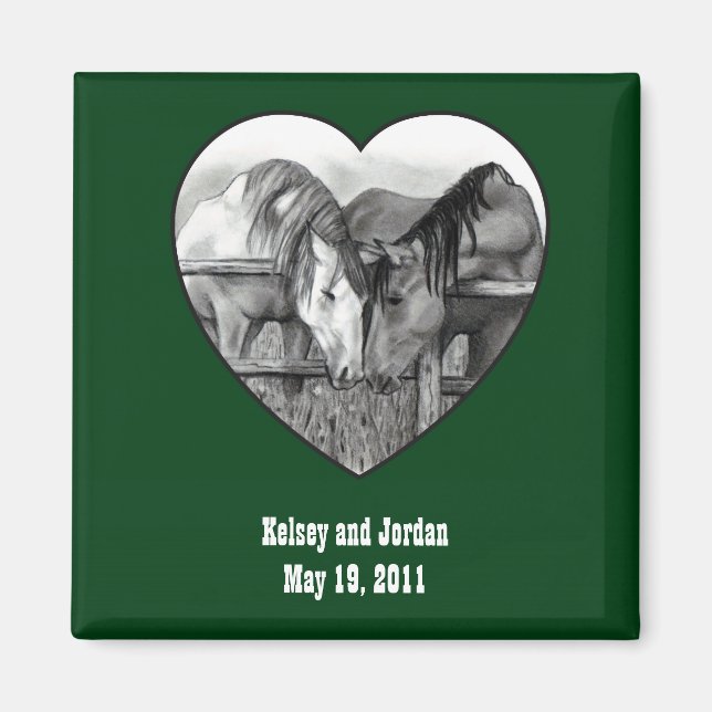 GASTGESCHENK HOCHZEIT: PFERDE: GESCHIEBEN: PENCIL, MAGNET (Vorne)