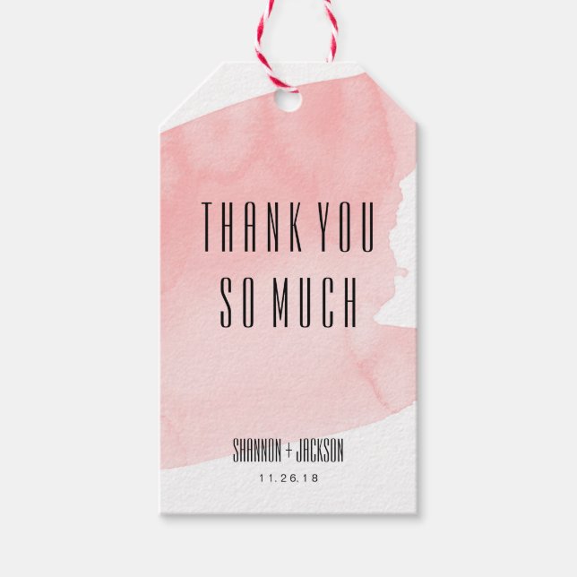 Gastgeschenk Hochzeit "Pink Watercolor Wash" Geschenkanhänger (Vorderseite)