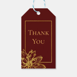 Gastgeschenk Hochzeit Rot und Gold Floral Vielen D Geschenkanhänger