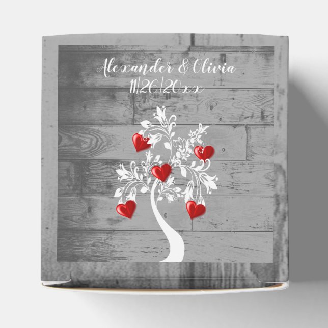 Gastgeschenk Hochzeit "Roter Tree" Geschenkschachtel (Oben)