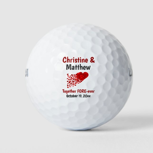 Gastgeschenk Hochzeit Rotes Herz Liebe für immer Golfball (Vorderseite)