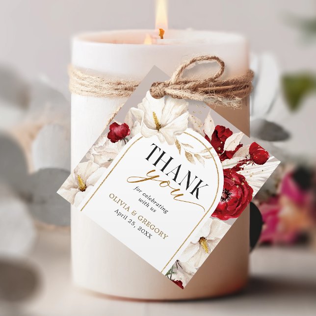 Gastgeschenk Hochzeit Ruby Rot und Weiß Geschenkanhänger (Von Creator hochgeladen)