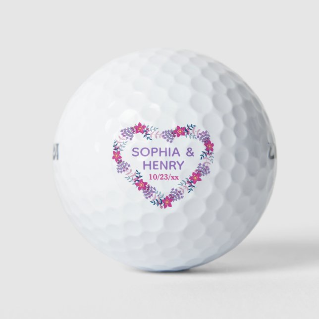 Gastgeschenk Hochzeit Rustikale Blumenallee Golf B Golfball (Vorderseite)