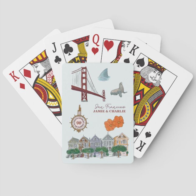 Gastgeschenk Hochzeit San Francisco Spielkarten (Rückseite)