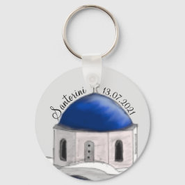 Gastgeschenk Hochzeit Santorini Blue Dome Schlüsselanhänger