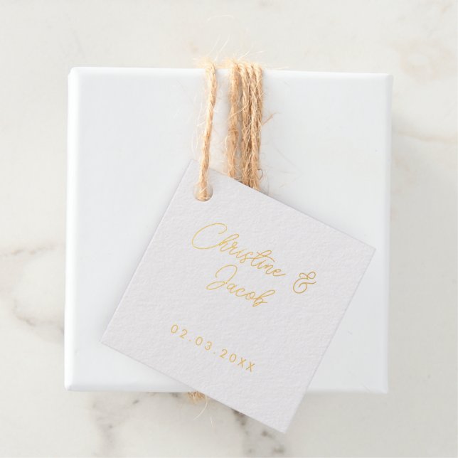 Gastgeschenk Hochzeit schlichtes modernes Brautpar Geschenkanhänger (Mit Box)