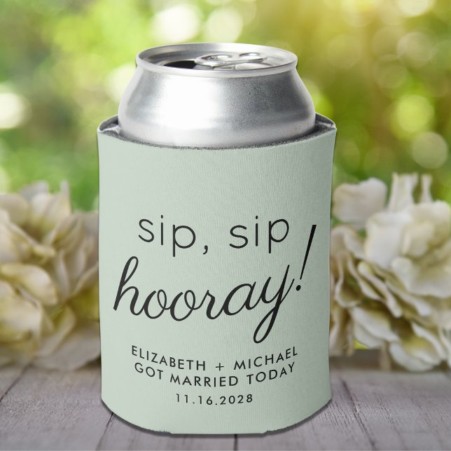 Gastgeschenk Hochzeit Sip Hooray Sage Green Dosenkühler (Von Creator hochgeladen)