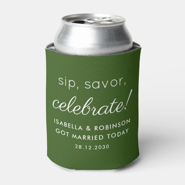 Gastgeschenk Hochzeit Sip Savor Celebrate Green Fu Dosenkühler (Kanne Vorderseite)