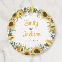 Gastgeschenk Hochzeit Sonnenblumengrün Tags