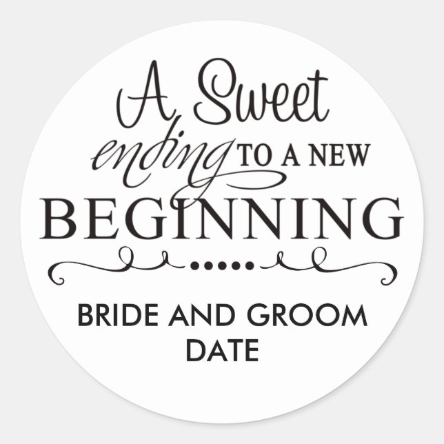 GASTGESCHENK HOCHZEIT STICKER A Sweet End (Vorderseite)