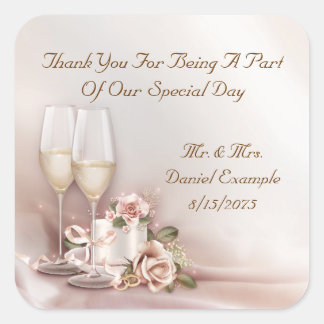 Gastgeschenk Hochzeit Stickers Champagnerkuchen