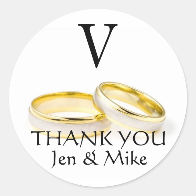 Gastgeschenk Hochzeit Stickers Danke Goldene Rings (Vorderseite)
