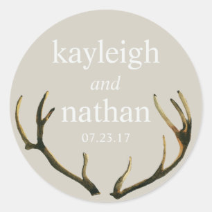 Gastgeschenk Hochzeit Stickers Rustic Antlers Indi