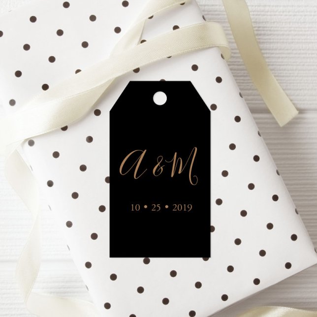 Gastgeschenk Hochzeit-Tag der Black Gold Elegante  Geschenkanhänger (Von Creator hochgeladen)