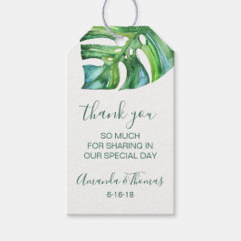 Gastgeschenk Hochzeit-Tag für tropische Blätter Geschenkanhänger