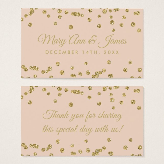 Gastgeschenk Hochzeit Tag Gold Glitzer Confetti Bl (Vorne & Hinten)