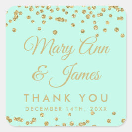 Gastgeschenk Hochzeit Tag Gold Glitzer Confetti Mi Quadratischer Aufkleber