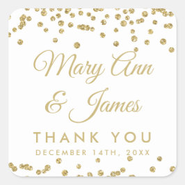 Gastgeschenk Hochzeit Tag Gold Imitate Glitzer Con Quadratischer Aufkleber