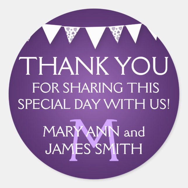 Gastgeschenk Hochzeit Tag Liebe Bejagung Monogramm Runder Aufkleber (Vorderseite)