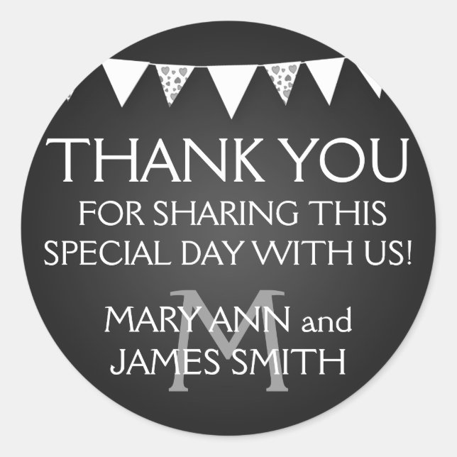 Gastgeschenk Hochzeit Tag Liebe Bejagung Monogramm Runder Aufkleber (Vorderseite)