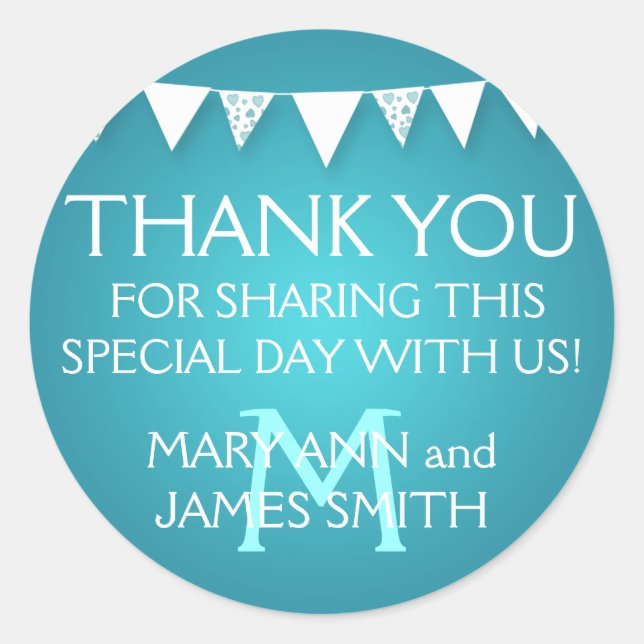 Gastgeschenk Hochzeit Tag Liebe Bejagung Monogramm Runder Aufkleber (Vorderseite)