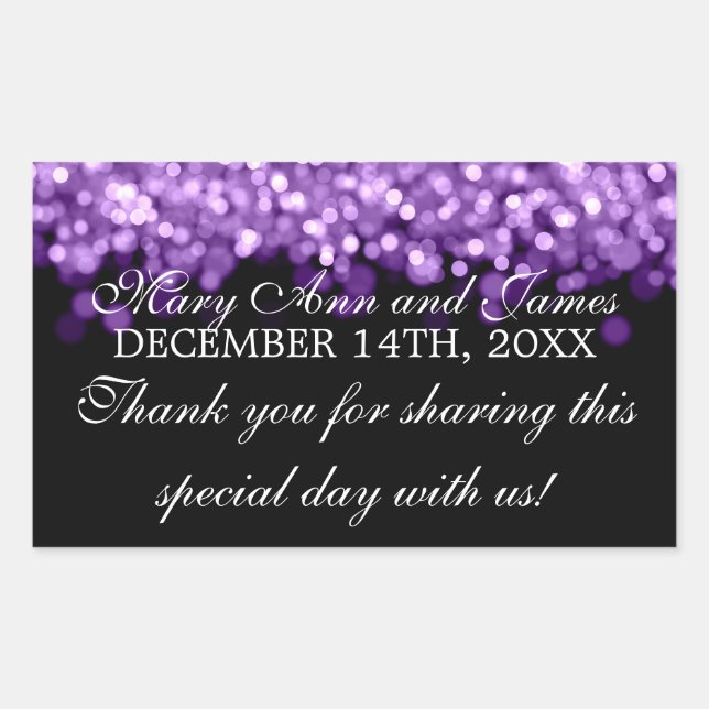 Gastgeschenk Hochzeit Tag Magie Lila Lichter Rechteckiger Aufkleber (Vorderseite)