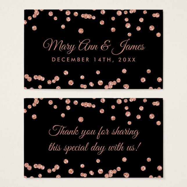 Gastgeschenk Hochzeit Tag Rose Gold Glitzer Confet (Vorne & Hinten)