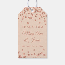 Gastgeschenk Hochzeit Tag Rose Gold Glitzer Confet Geschenkanhänger