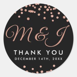 Gastgeschenk Hochzeit Tag Rose Gold Glitzer Confet Runder Aufkleber