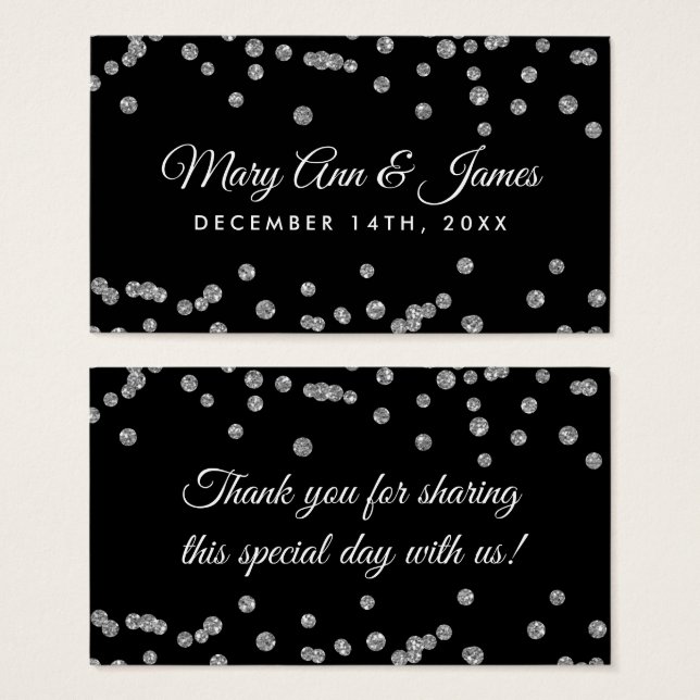 Gastgeschenk Hochzeit Tag Silver Glitzer Confetti  (Vorne & Hinten)