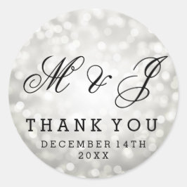 Gastgeschenk Hochzeit Tag Silver Glitzer Lights Runder Aufkleber