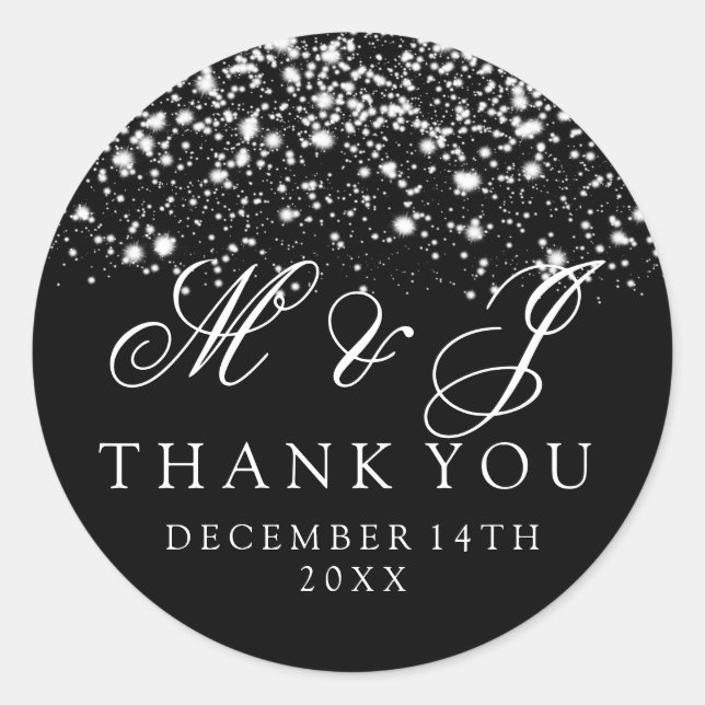 Gastgeschenk Hochzeit Tag Silver Midnight Glam Runder Aufkleber (Vorderseite)