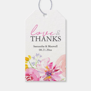 Gastgeschenk Hochzeit Tags Wasserfarben-Blume Geschenkanhänger