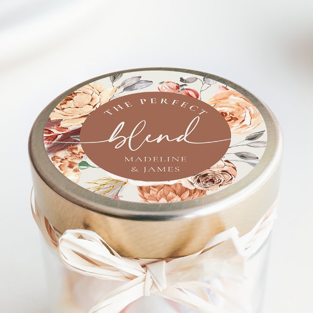 Gastgeschenk Hochzeit "The Perfect Blend" Runder Aufkleber (Von Creator hochgeladen)