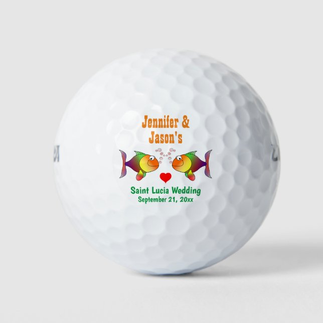 Gastgeschenk Hochzeit - tropische Destination für  Golfball (Vorderseite)
