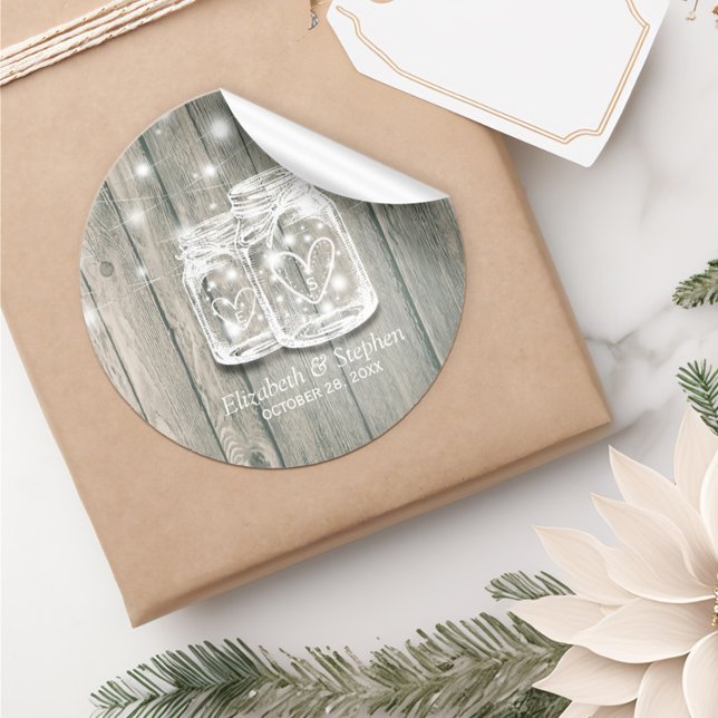 Gastgeschenk Hochzeit Vielen Dank an Rustic Wood M Runder Aufkleber (Von Creator hochgeladen)