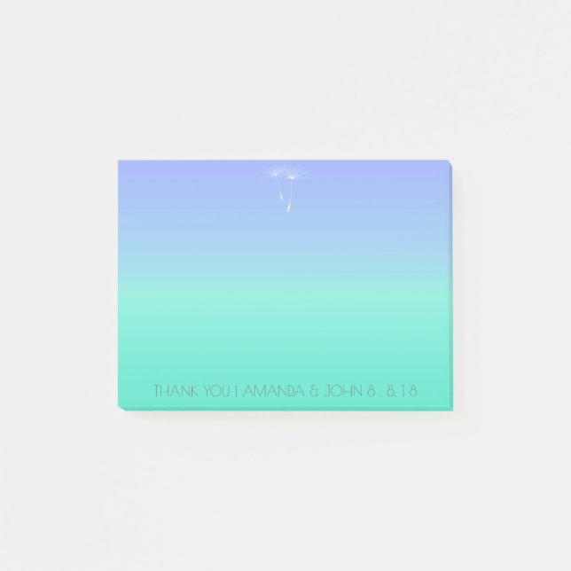 Gastgeschenk Hochzeit Vielen Dank Ocean Blue Ombre Post-it Klebezettel (Vorderseite)