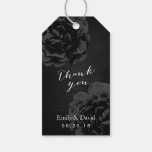 Gastgeschenk Hochzeit   Vintage Schwarze Flora Geschenkanhänger