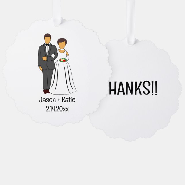 Gastgeschenk Hochzeit von Braut- und Wurzelnamen Ornament Karte (Vorderseite/Rückseite)