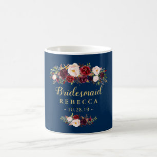 Gastgeschenk Hochzeit von Burgundy Floral Navy Blu Tasse