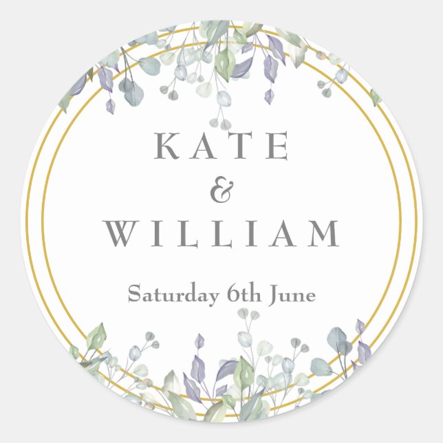 Gastgeschenk Hochzeit von Lilac und Flora Runder Aufkleber (Vorderseite)