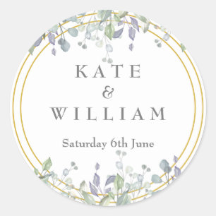 Gastgeschenk Hochzeit von Lilac und Flora Runder Aufkleber