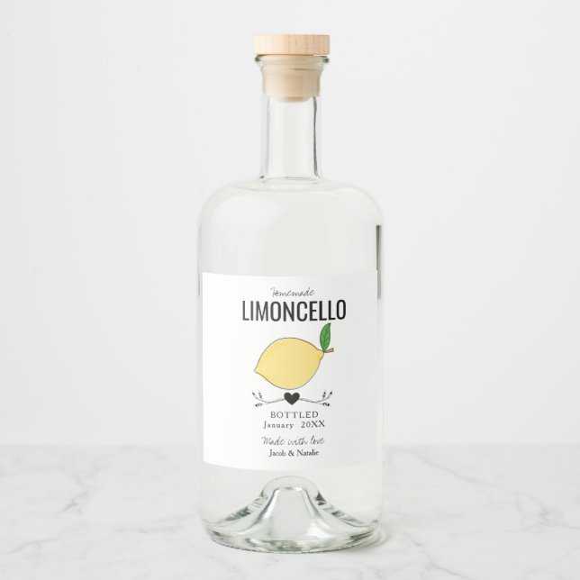 Gastgeschenk Hochzeit von Limoncello Alkoholflaschenetikett (Vorderseite)