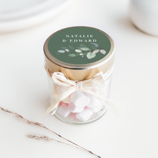 Gastgeschenk Hochzeit von Wasserfarbenfolien Runder Aufkleber (Von Creator hochgeladen)