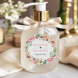 Gastgeschenk Hochzeit Wasserfarbe Rosa Blumenkraut Runder Aufkleber