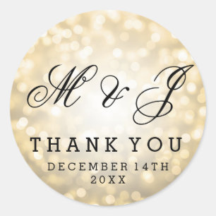Gastgeschenk Hochzeits-Umbau-GoldGlitzer-Lichter Runder Aufkleber