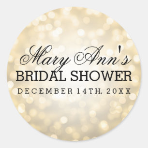 Gastgeschenk Hochzeits-Umbau-GoldGlitzer-Lichter Runder Aufkleber