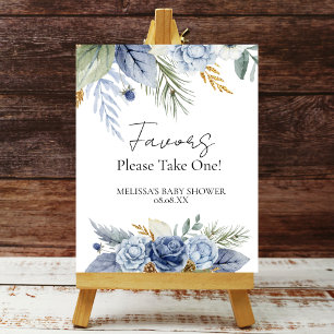 Gastgeschenk Signs Greenery Dusty Blue Blume Poster